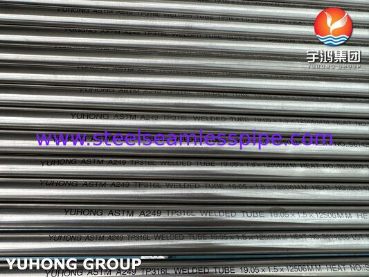 ASTM A249 TP316L Tubes Stainless Steel Yang Dilas Cerah Annealed Untuk Menara Pendingin Air