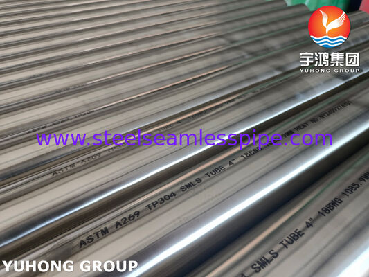 Tabung Seamless Baja Tahan Karat ASTM A269 TP304 Anil Cerah untuk Evaporator 4" 18BWG