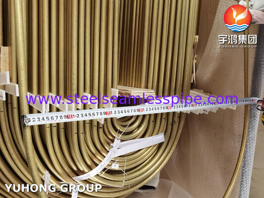 ASME SB111 C68700 Arsenik Aluminium Kuningan U Bend Seamless Tube Dengan Impingement Attack