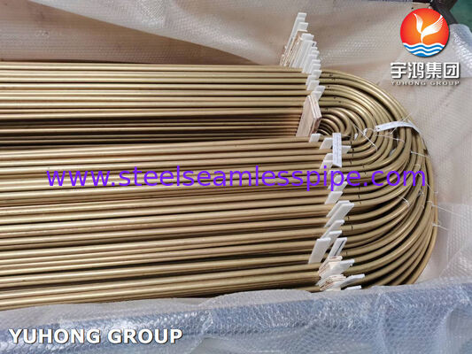 ASME SB111 C68700 Arsenik Aluminium Kuningan U Bend Seamless Tube Dengan Impingement Attack