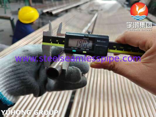 Tabung paduan tembaga tabung Admiraty ASME SB111 C70600 O61 SMLS 19.05X1.65X8000MM Pertukaran panas Peralatan air laut Aplikasi