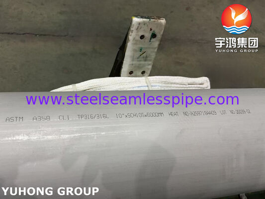 ASTM A358-CL1 TP316/TP316L Pipa stainless steel yang dilas dengan fusi listrik dengan ketahanan korosi yang kuat