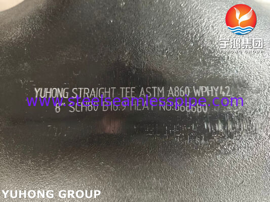 ASTM A860 WPHY 42 Tee Lurus Baja Karbon ASME B16.9 Perlengkapan Pipa Buttweld Baja