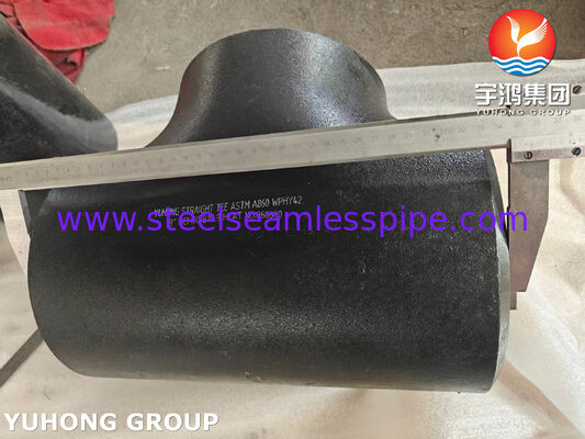 ASTM A860 WPHY 42 Tee Lurus Baja Karbon ASME B16.9 Perlengkapan Pipa Buttweld Baja