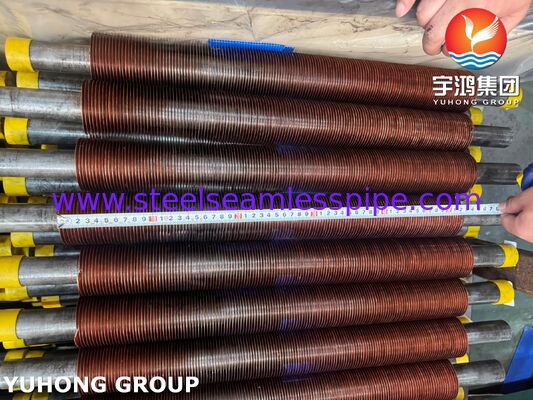 ASTM A106 Gr.B Tabung Bersirip Tertanam dengan Sirip Tembaga CU-T2 untuk Pendingin Udara