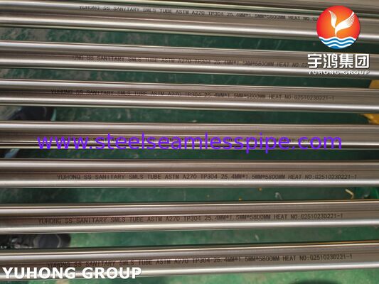 3A ASME SA270 TP304 Sinyal Stainless Steel Seamless Tube Untuk Industri Gula MP EP