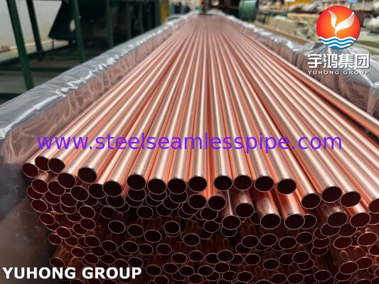 Tabung Tembaga ASTM B111 UNS C12200 DHP untuk HVAC &amp; Penukar Panas