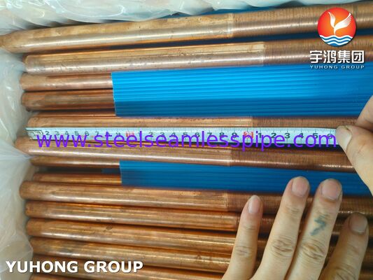ASTM B111 C12200 Tabung Tanpa Jahit Tembaga Fosfor-Deoksida untuk Kondensor Penukar Panas
