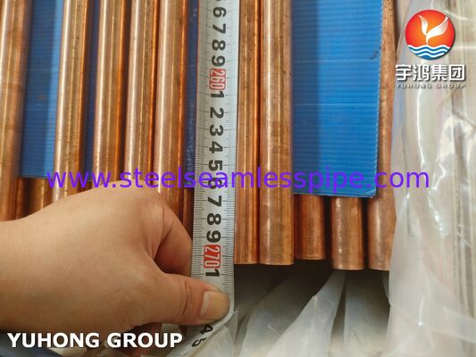 ASTM B111 C12200 Tabung Tanpa Jahit Tembaga Fosfor-Deoksida untuk Kondensor Penukar Panas