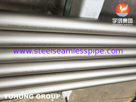 ASTM A790 UNS S31803 Stainless Steel Duplex Pipe Welded untuk layanan industri korosif