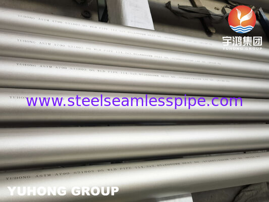 ASTM A790 UNS S31803 Stainless Steel Duplex Pipe Welded untuk layanan industri korosif