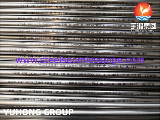 Tabung Penukar Panas Baja Tahan Karat Tabung las baja tahan karat ASTM A249 TP304 TP304L Dengan Kinerja Tinggi, Dipickel Dianil, Ujung Polos