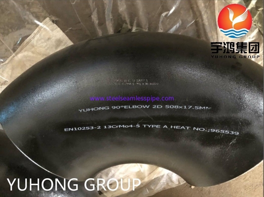 EN10253-2 13CRMO4-5 Tipe-A Baja Karbon 90 Derajat Siku Lukisan Hitam Butt Weld Pipe Fitting