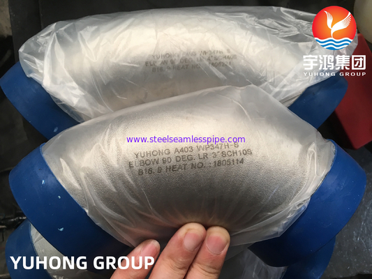 ASTM A403 WP347H 90 derajat siku stainless steel Buttweld Fitting ASME B16.9