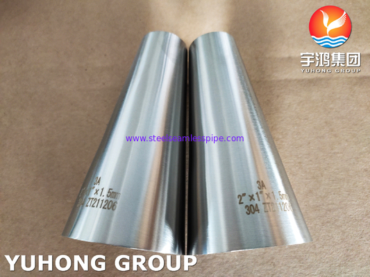 SS304 Fitting Saniter Polished, 3-A Reducer Konsentris Untuk Industri Makanan dan Minuman