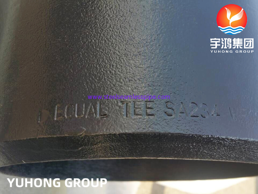 ASTM A234 WP11 Sama Tee, Carbon Steel Butt-Weld Fitting, Cat Hitam permukaan anti karat