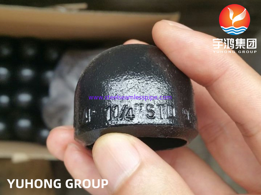 ASTM A234 WPB Butt Weld Fitting Pipa Baja Karbon Tutup Ujung Lukisan Hitam