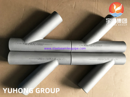 Duplex Steel ASTM A815 S31803, Y-Shaped Tee, Butt Weld Pipe Fitting B16.9