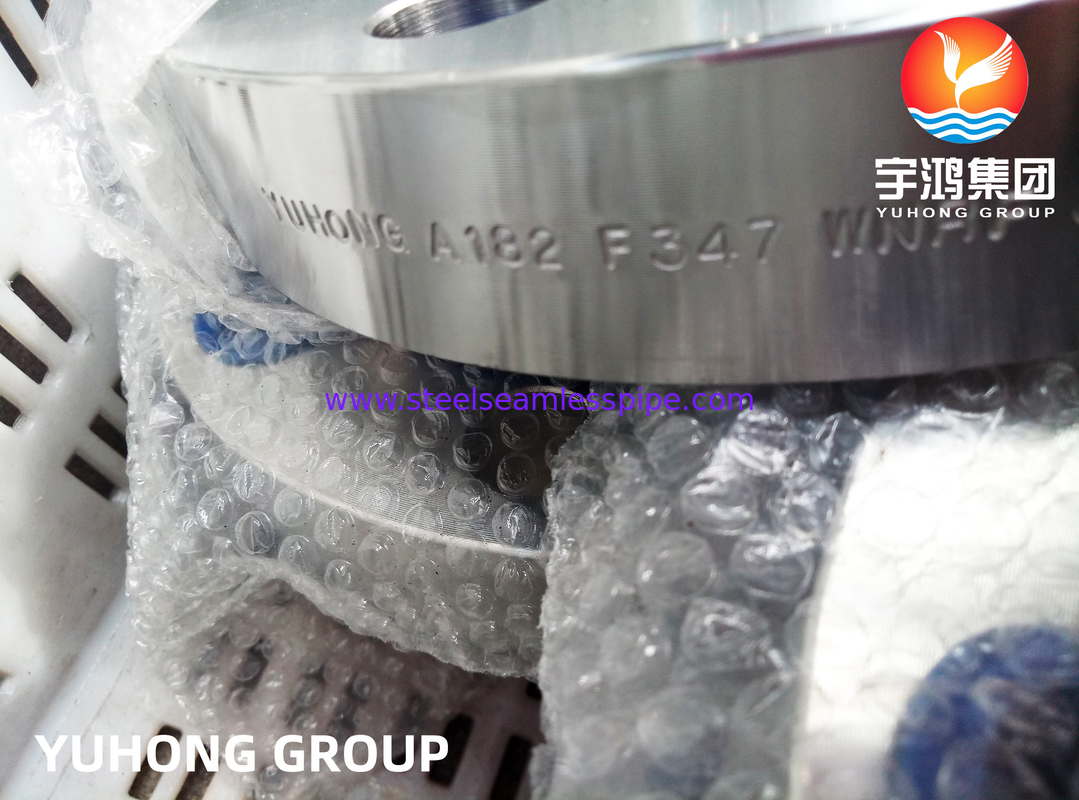 ASTM A182 F347 Stainless Steel Weld-Neck Flange, RF / RTJ Face Untuk Aplikasi Suhu Tinggi