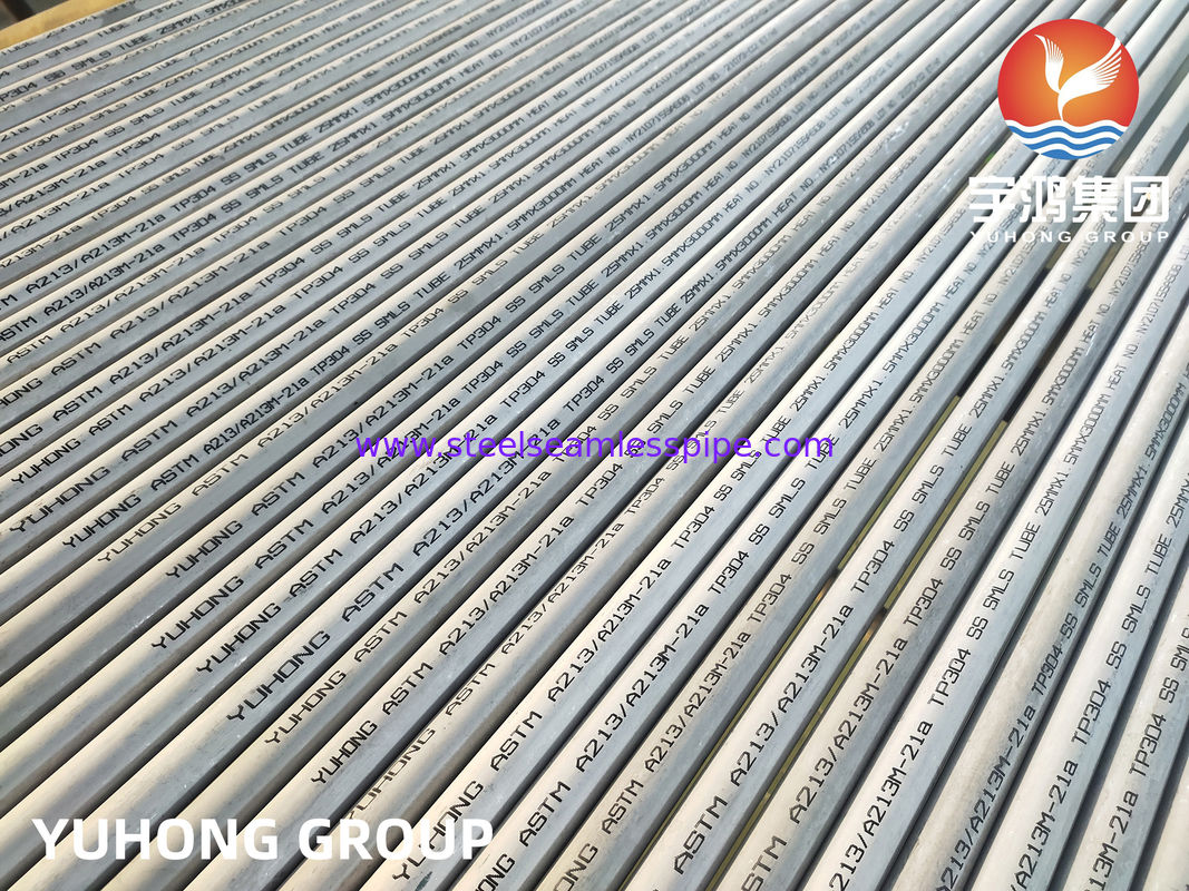 ASTM A213 TP304 Stainless Steel Seamless Tube Pickled & Annealed untuk Exchanger Panas dan Boiler