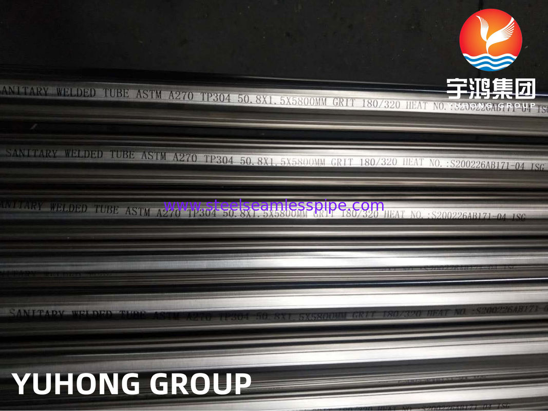 ASTM A270 TP304 Pipa tanpa jahitan stainless steel sanitasi dengan permukaan dipoles dan ketahanan korosi