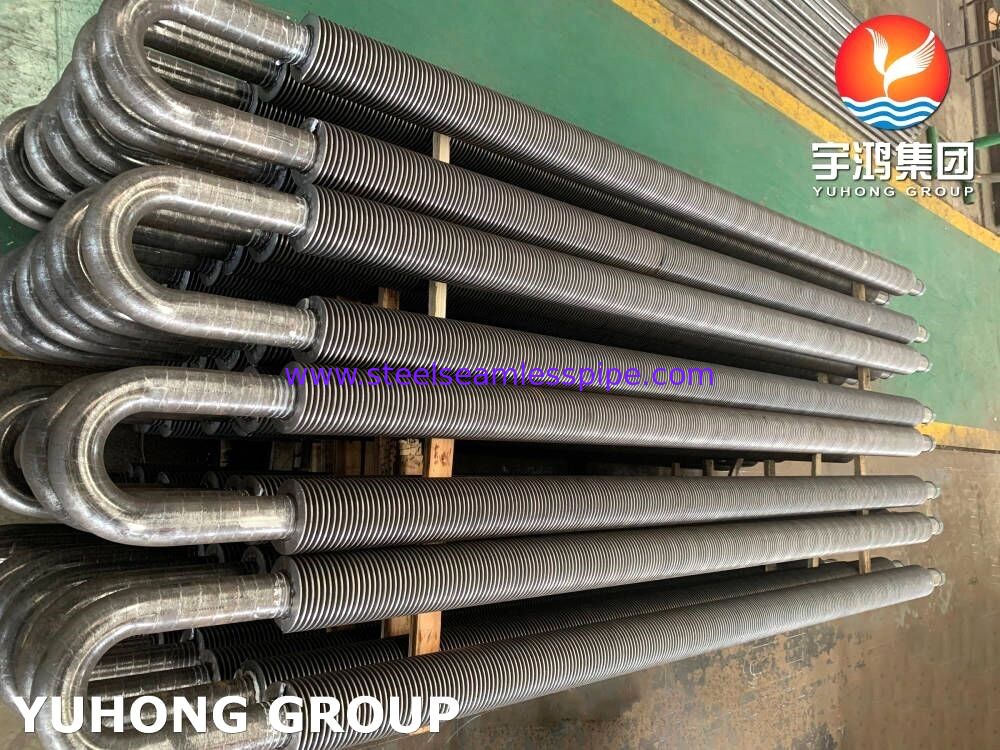 Karbon Steel U Bend Solid Fined Tube, High Frequency Welded Fin With A106 Gr.B Pipe Digunakan dalam Economizer