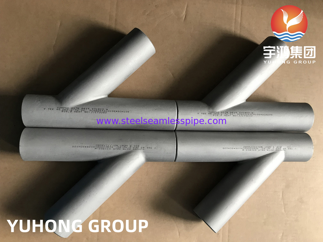 ASTM A815 S31803-W Y TEE Butt Welded Fitting B16.9 Pupuk penyulingan minyak Gas