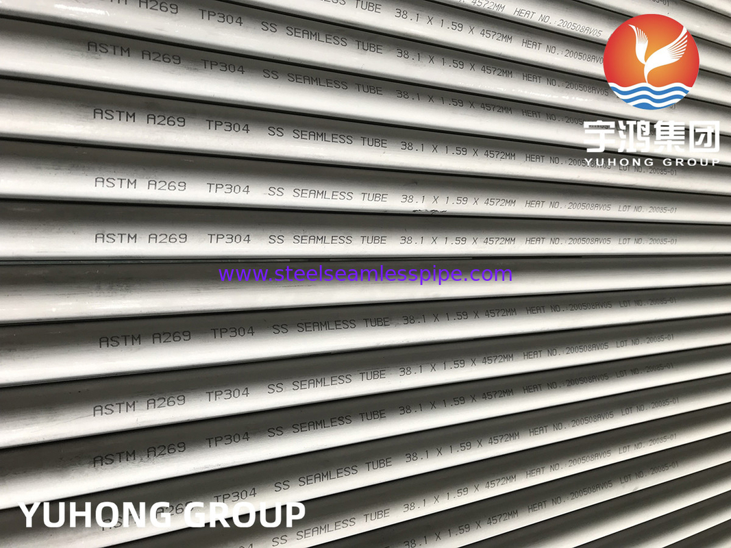 Tabung penukar panas, ASTM A269 TP304, 1.4301 Tabung tanpa jahitan baja tahan karat untuk pemanas