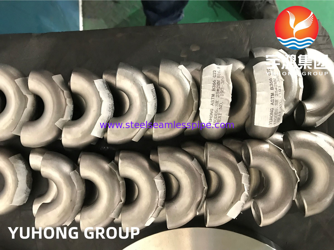 Radius Pendek ASTM B366 Hastelloy C22 2.4602 180 derajat Kembali B16.9