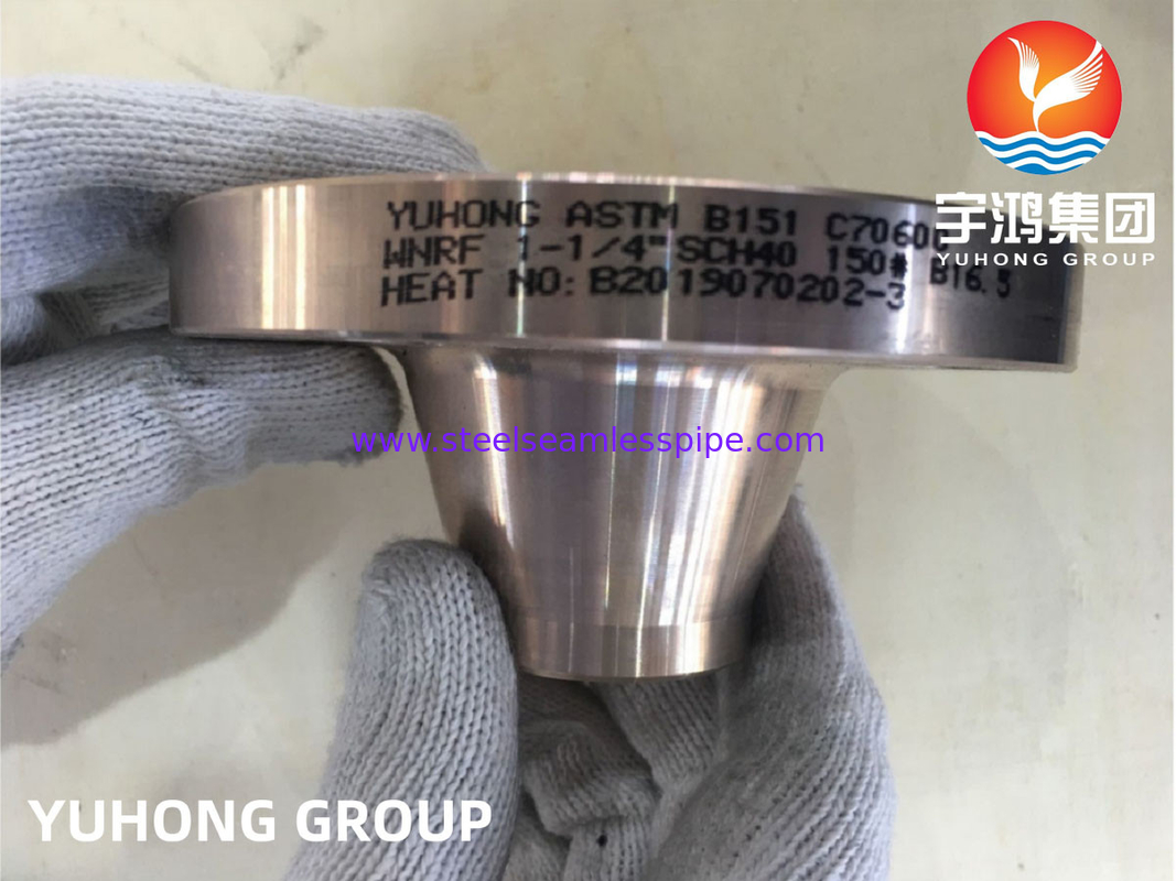 ASTM B151 C70600 1-1/4&quot; SCH40 #150 WN Flanges Tembaga Nikel ASME B16.5