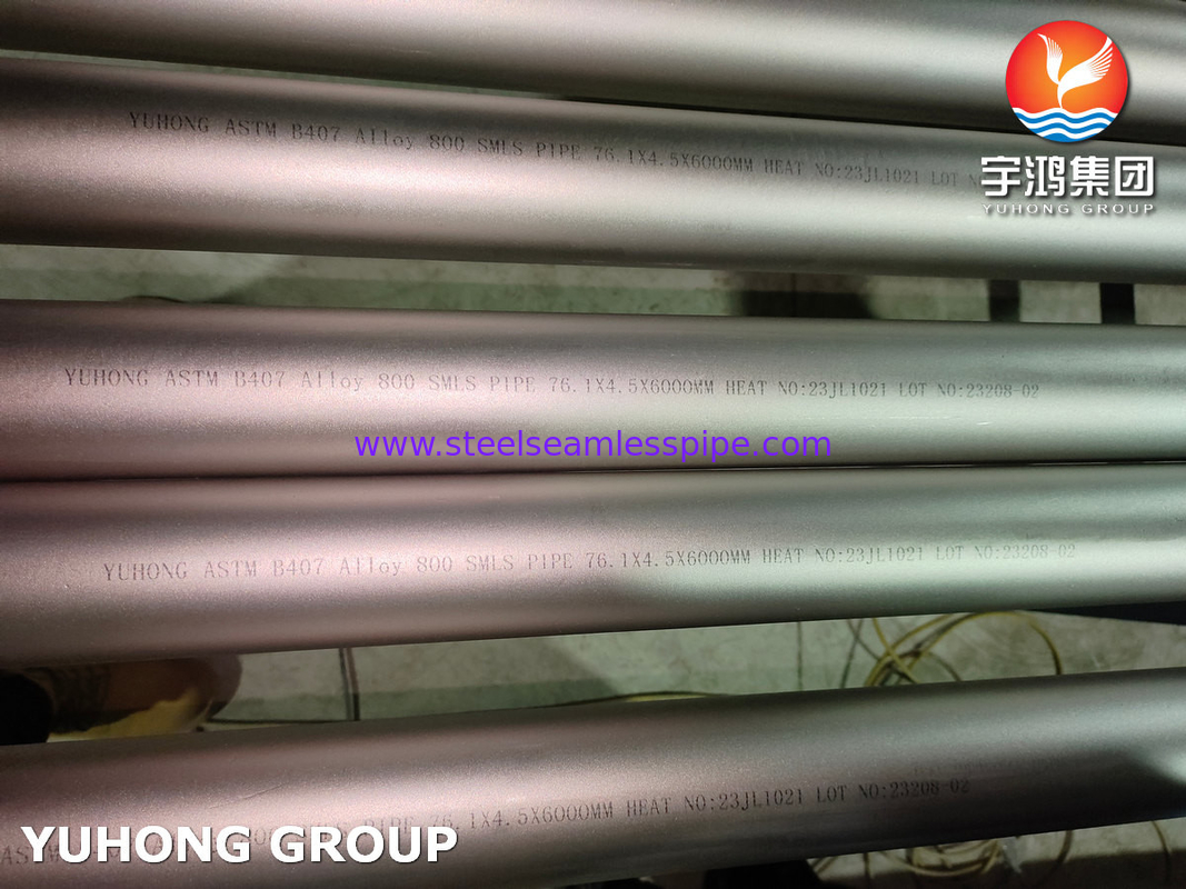 ASTM B407 Incoloy 800 Seamless Pipe OD 10-300mm Solution Annealed untuk Cracking Ethylene
