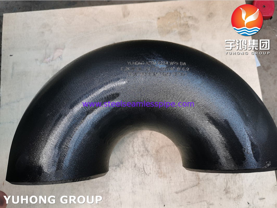 ASME SA234 WP9 CL1 / CL3 180 derajat Kembali, Radius Pendek, B16.28, B16.9 Untuk aplikasi pemanas api