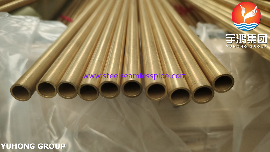 ASME SB111 C68700 Aluminium Brass Seamless Tube O61 untuk Heat Exchanger Tube Bundle