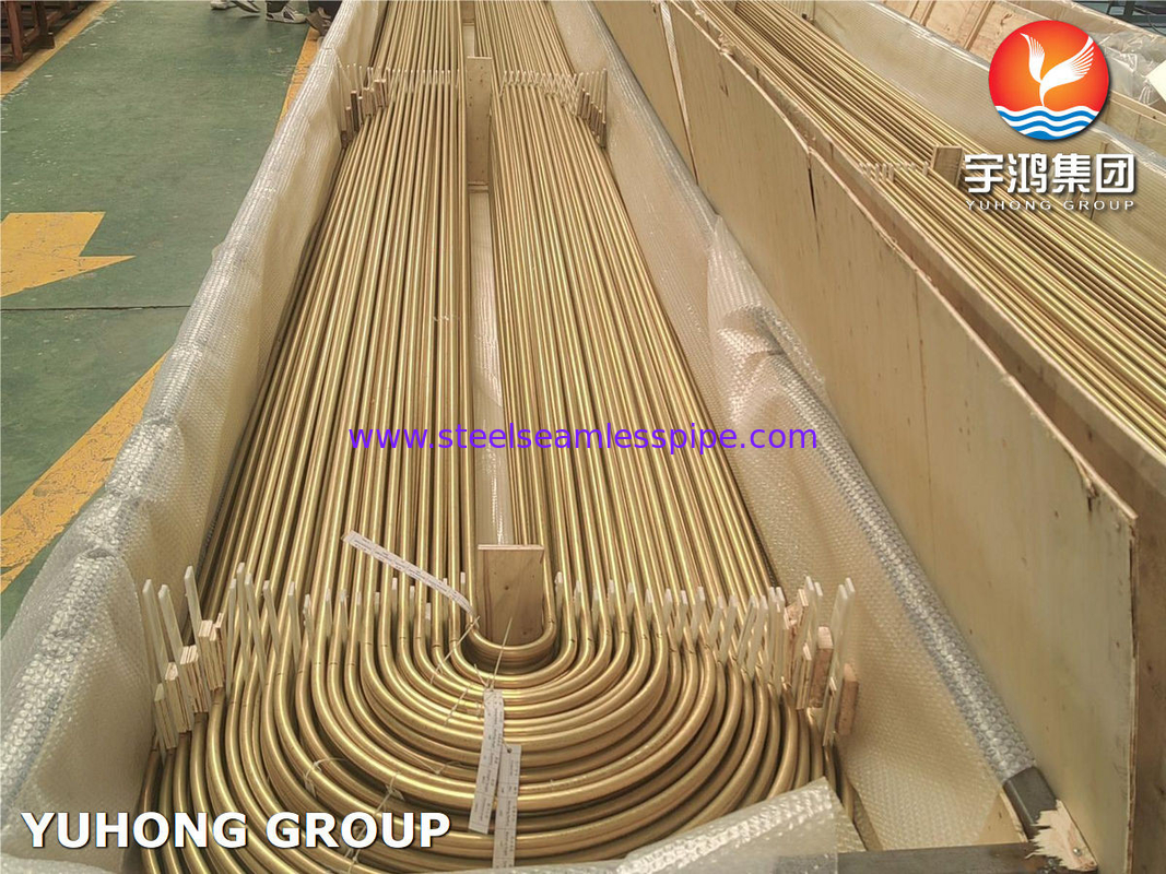 ASTM B111 C68700 Tembaga paduan Baja Seamless U Bend Tube Untuk Penukar Panas