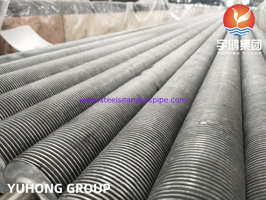 ASME SA249 TP304 Aluminium Extruded T-Type Fined Tube for Dry Oven Heat Exchange Bentuk bulat