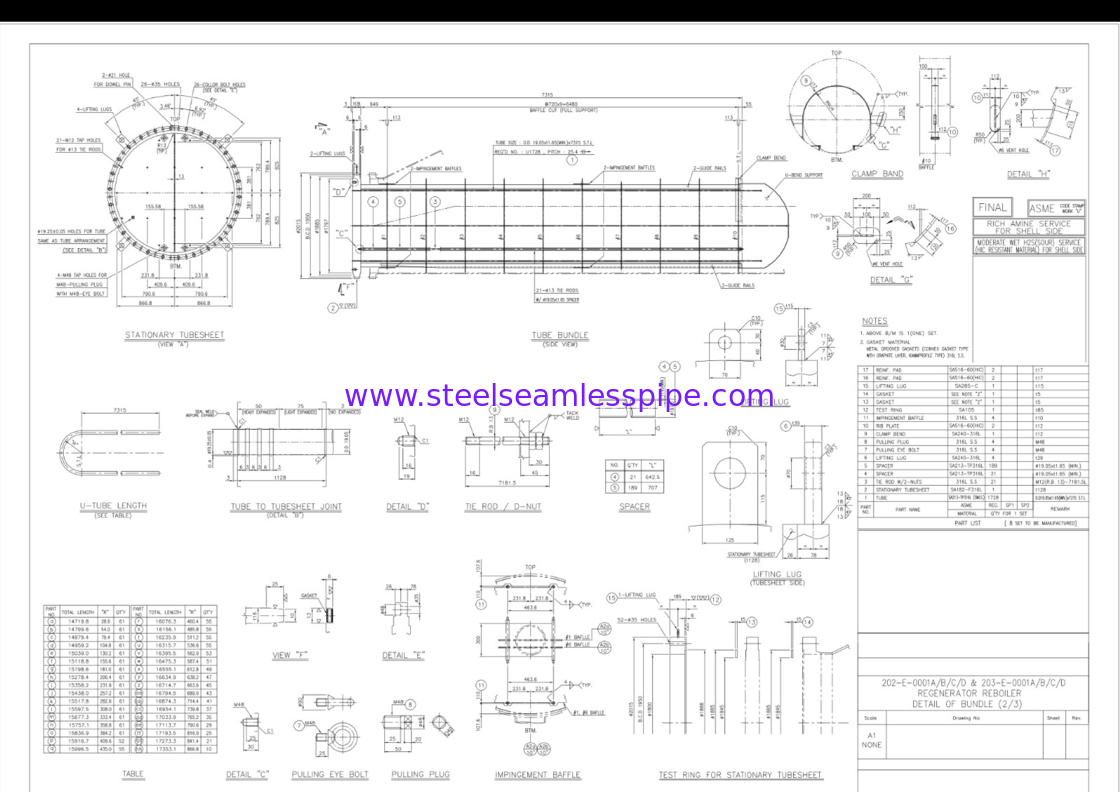 Stainless Steel Seamless U Bend Tube SA213 TP316L Tube Bundle Untuk Reboiler Regenerator Oil Refinery