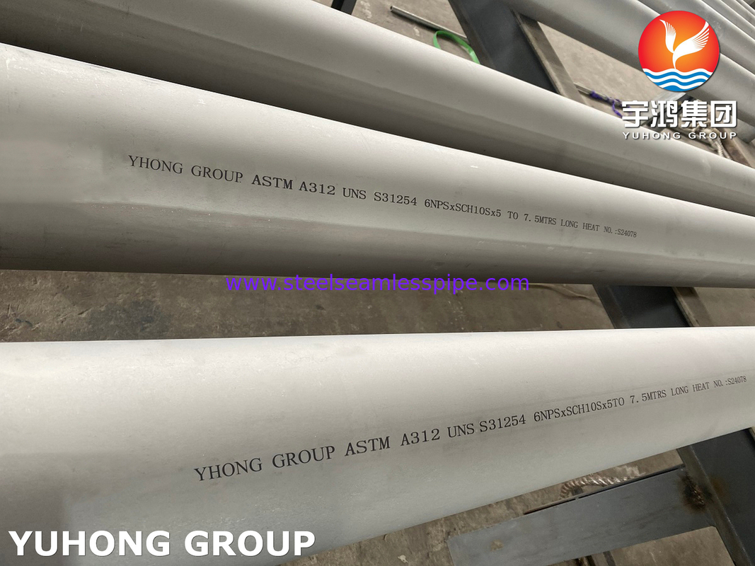 ASTM A312 UNS S31254 254SMO /1.4547 Pipa tanpa jahitan baja tahan karat austenit tinggi
