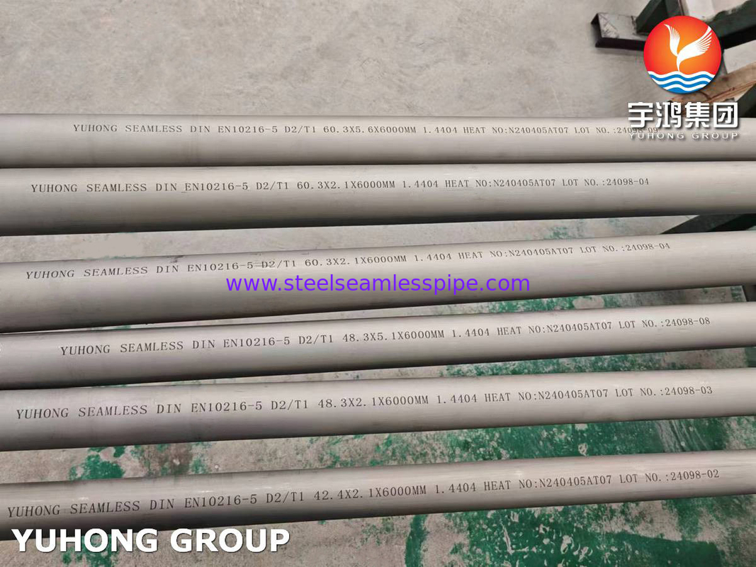 DIN EN10216-5 1.4404 D2 T1 D4 T3 Stainless Steel Seamless Pipe Tube