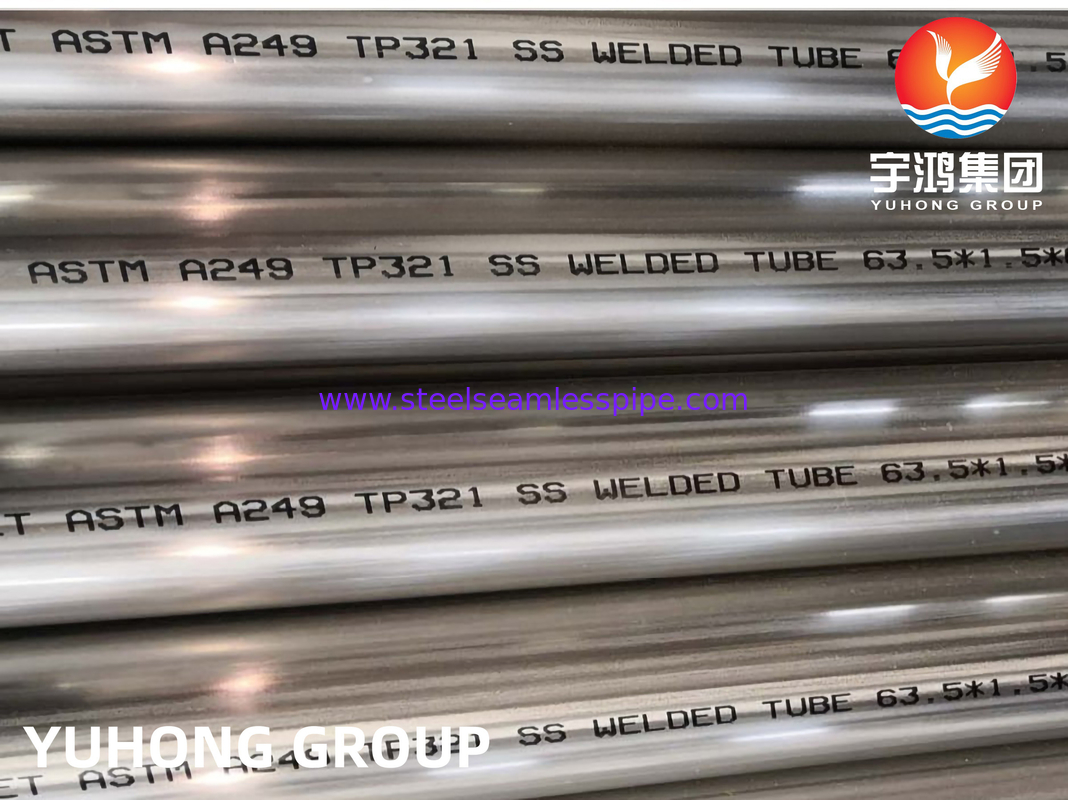 ASTM A249 TP321 Stainless Steel Welded Tube Bright Annealed Boiler, Pertukaran Panas dan Aplikasi Superheater