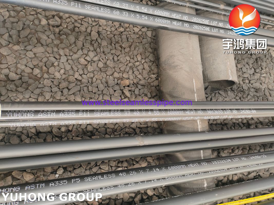 ASTM A335 P11 Alloy Steel Seamless Pipe Untuk Overheater Economizer Panjang 6000mm WT 10,97mm