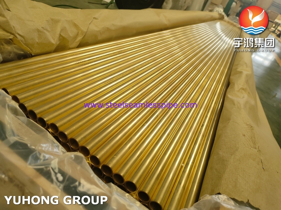 Admiralty Tabung Kuningan Perunggu Tabung Air Paduan Tembaga Tabung Tu B111 C44300 19.05MM * 2.11MM * 7315MM ,O61,ET/HT Heat Exchanger