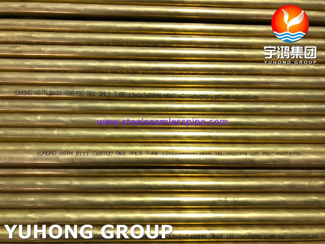 Cooper Alloy Tube B111 C68700 O61 Annealed, Aluminium Brass Seamless Tubing Untuk Penukar Panas Air Laut