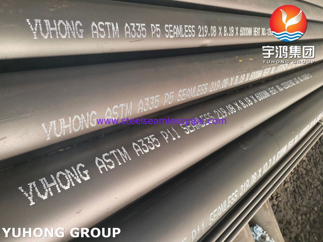 ASTM A335 P11 P22 ALLOY STEEL SEAMLESS PIPE SCH80 SCH40 BLACK PAINTING SUPERFICE BEAVELED PLAIN END FOR OIL AND GAS (Bentang permukaan cat hitam berlapis dengan kerucut)