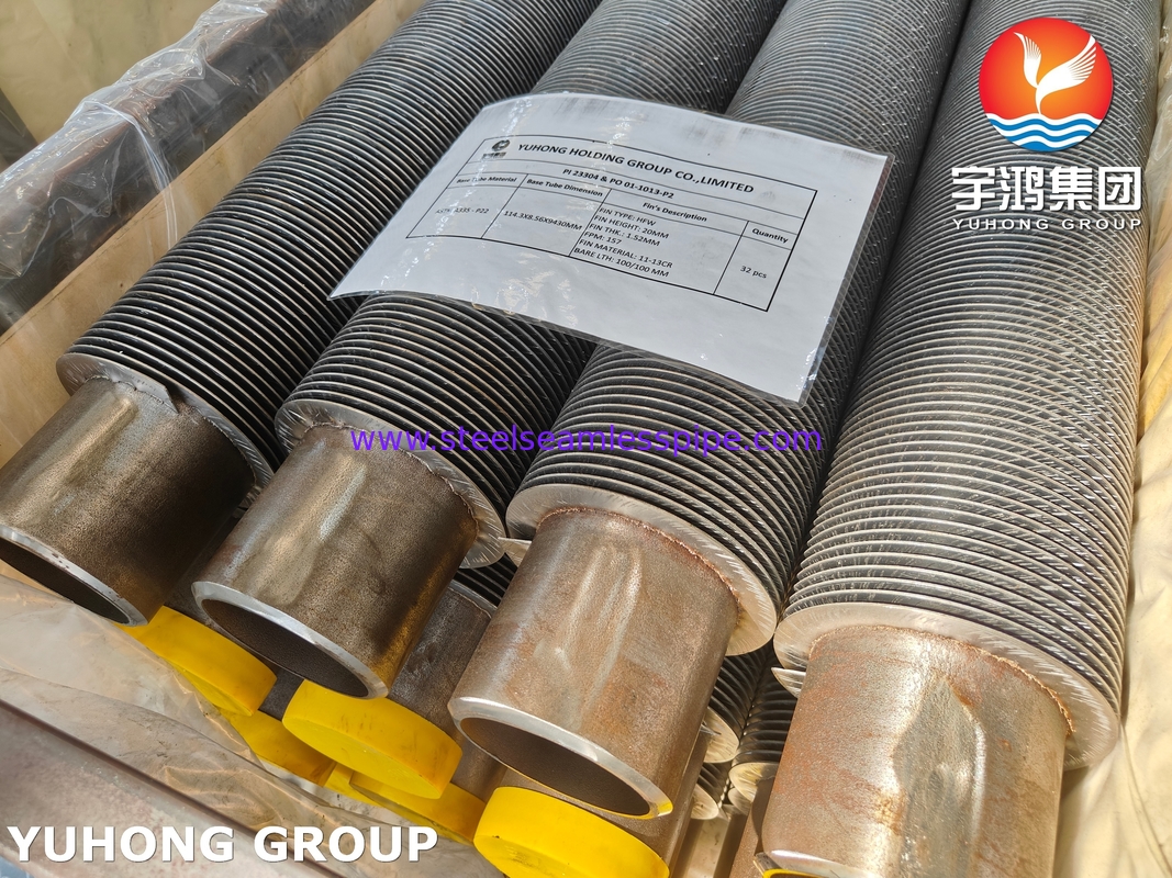 Pipa Mulus Baja Paduan ASME SA335 P22 HFW Solid Fin Tube Untuk Sistem HRSG