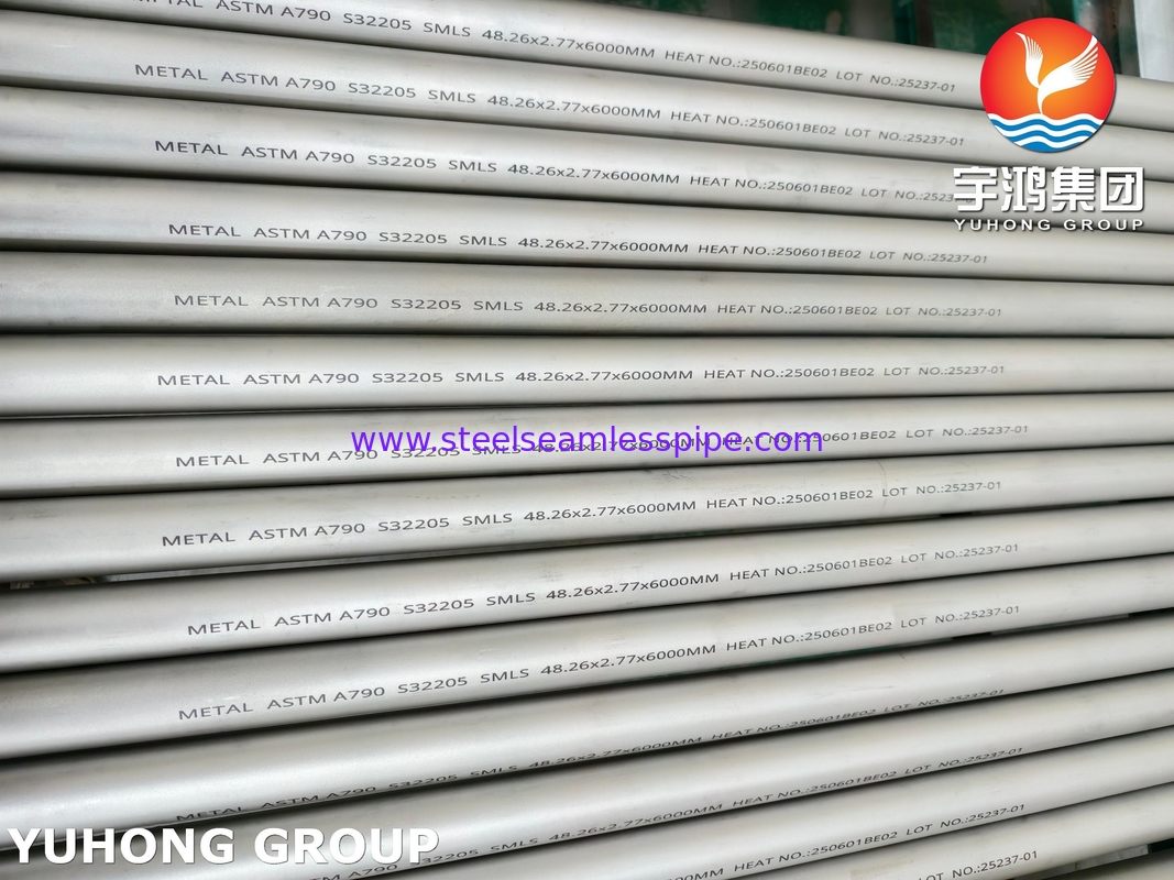 ASTM A790 S32205 tabung stainless steel dupleks tanpa jahitan tahan korosi kekuatan tinggi untuk aplikasi lepas pantai