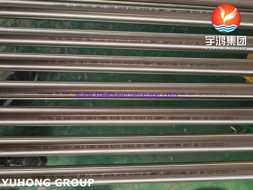 ASTM A270 TP304 Stainless Steel Cerah Annealed Seamless Sanitary Tube Untuk Pengolahan Makanan