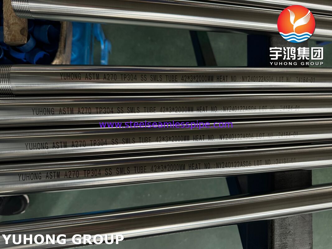 ASTM A270 TP304 3A Stainless Steel Sanitary Tube Untuk Pabrik Minuman, NPT Thread End