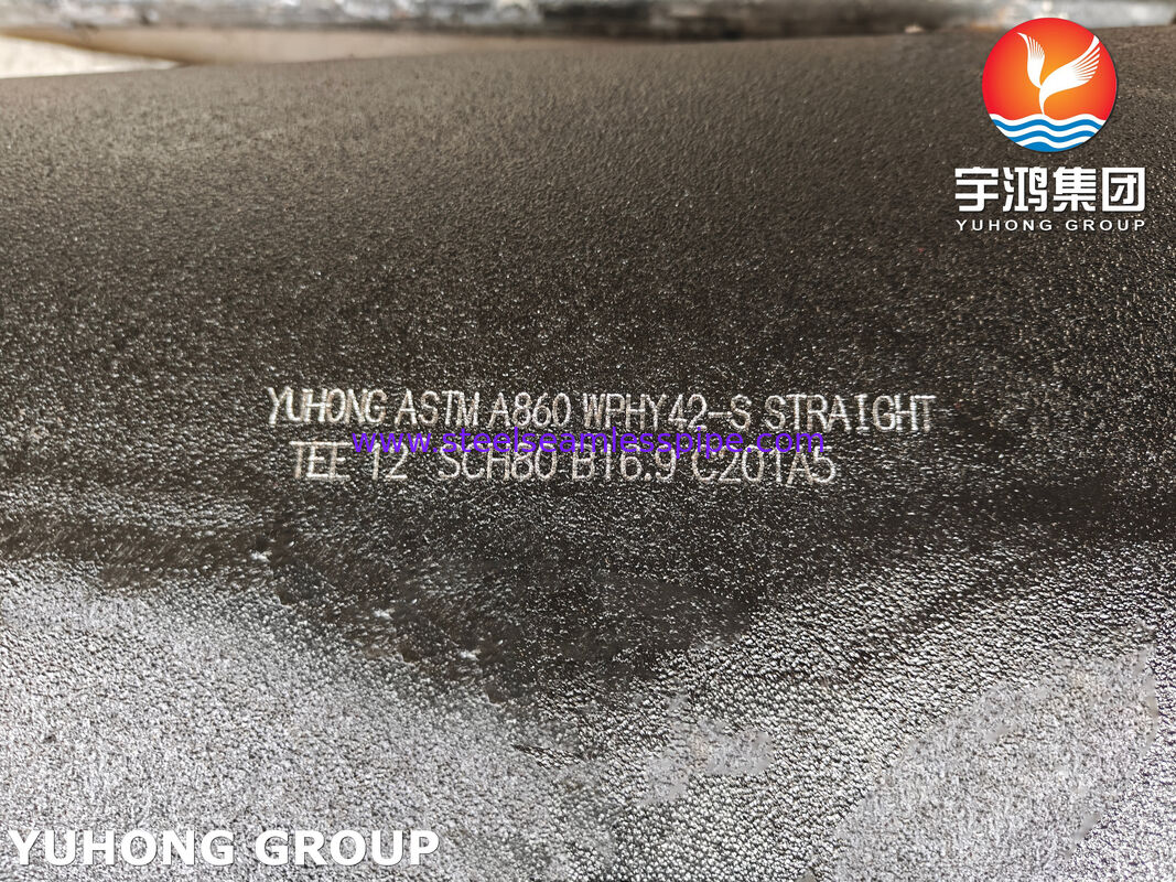 ASTM A860 WPHY42-S Equal Tee High-Strength Steel Butt Welding Fitting Untuk Sistem Pipa Tekanan Tinggi