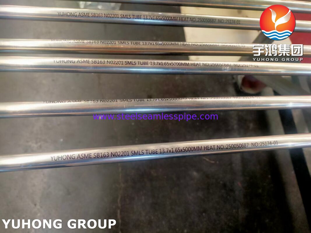 ASME SB163 UNS N02201 Tabung Paduan Nikel Tanpa Sambungan Untuk Penukar Panas dan Kondensor