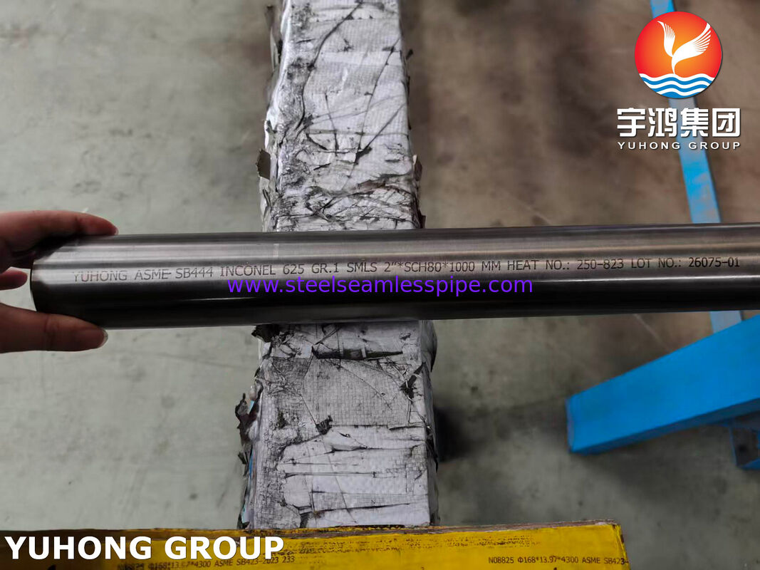 Pipa paduan nikel ASME SB444 Inconel 625 GR.1 2'*SCH80*1000MM tanpa jahitan Boiler & Pressure Vessel